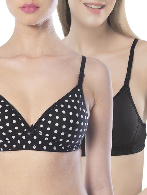 set of 2 black cotton t-shirt bras - 13660011 - Very Small Image - 1
