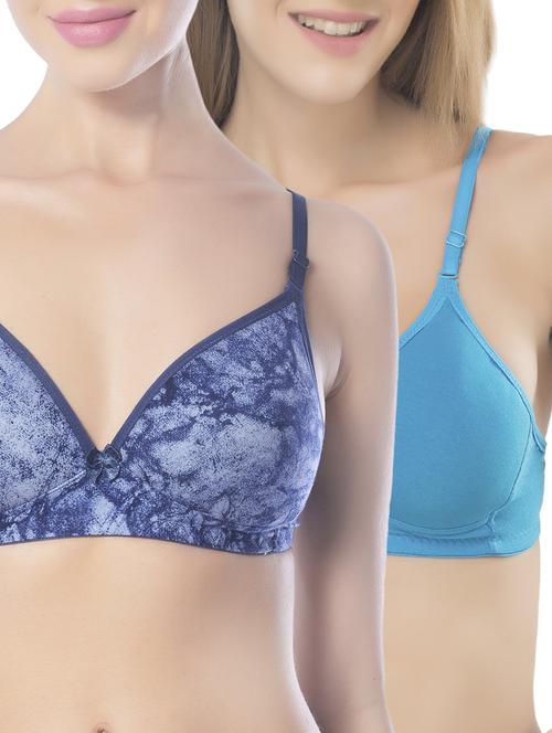 set of 2 multi colored cotton t-shirt bras - 13660022 - Very Small Image - 1