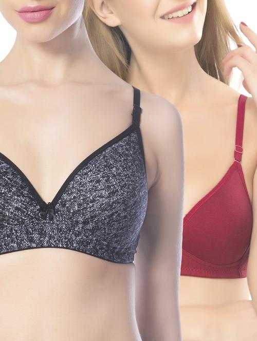set of 2 multi colored cotton t-shirt bras - 13660030 - Very Small Image - 1