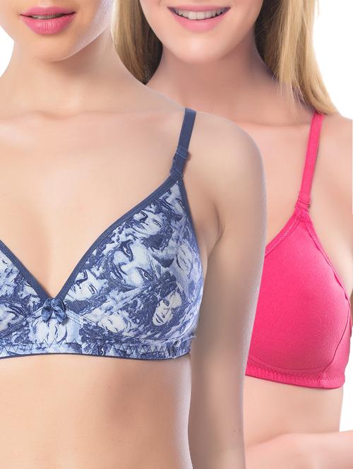 set of 2 multi colored cotton t-shirt bras - 13660062 - Very Small Image - 1