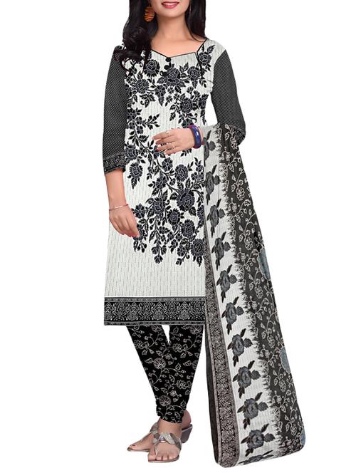 white crepe printed dress material - 13664949 - Very Small Image - 1