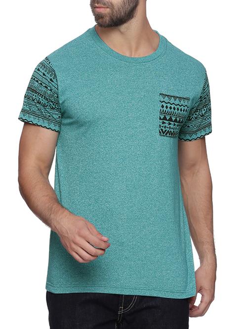 turquoise printed cotton t-shirt - 13667660 - Very Small Image - 1
