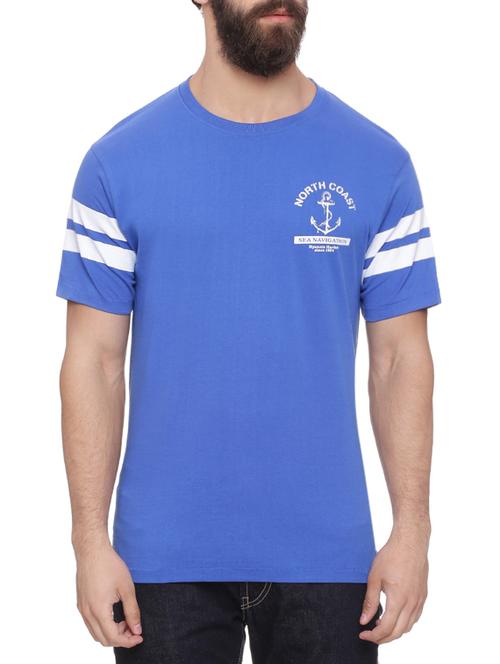 blue cotton back print t-shirt - 13667703 - Very Small Image - 1