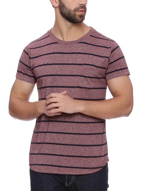 maroon cotton striped t-shirt - 13667731 - Very Small Image - 1
