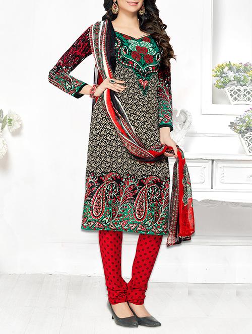 black cotton unstitched suit - 13668237 - Very Small Image - 1
