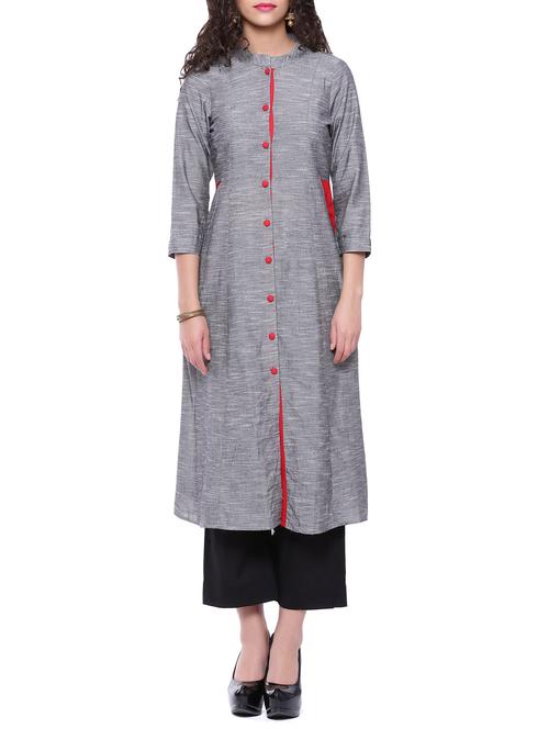 a-line melange kurta - 13668903 - Very Small Image - 1