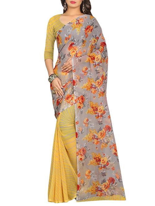 multi colored georgette printed saree with blouse - 13669959 - Very Small Image - 1