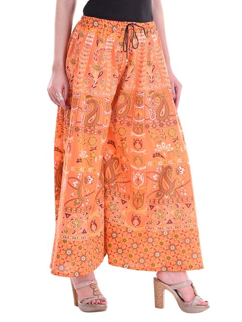 orange printed cotton palazzo - 13671747 - Very Small Image - 1