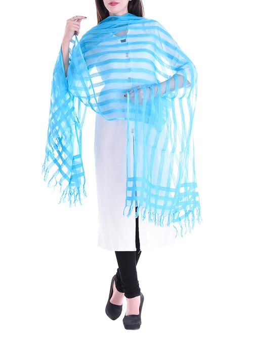 blue plain striped dupatta - 13671893 - Very Small Image - 1