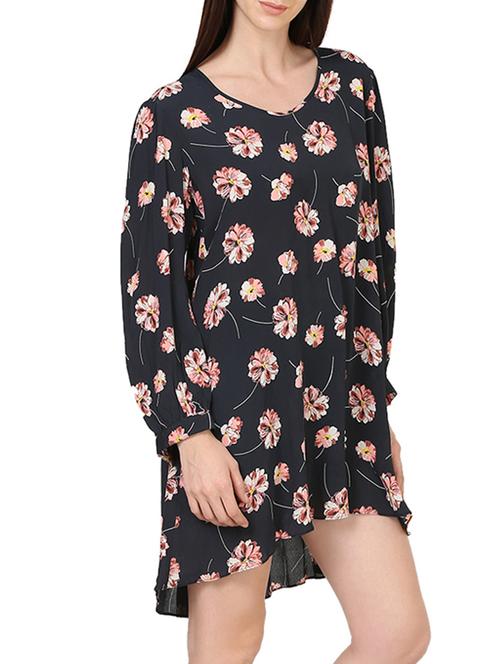 floral print high low dress with open back detail - 13672285 - Very Small Image - 1