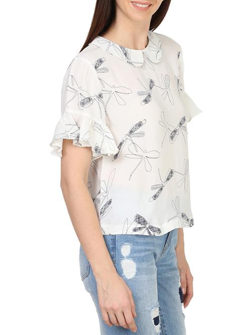 dragon fly printed top with peterpan collar detail - 13672292 - Very Small Image - 1