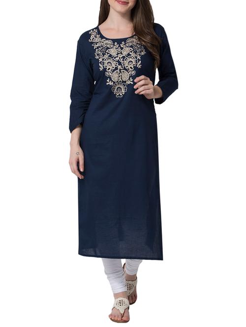 straight embroidered kurta - 13672361 - Very Small Image - 1