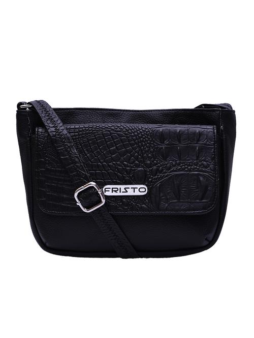 black leatherette regular sling bag - 13675908 - Very Small Image - 1
