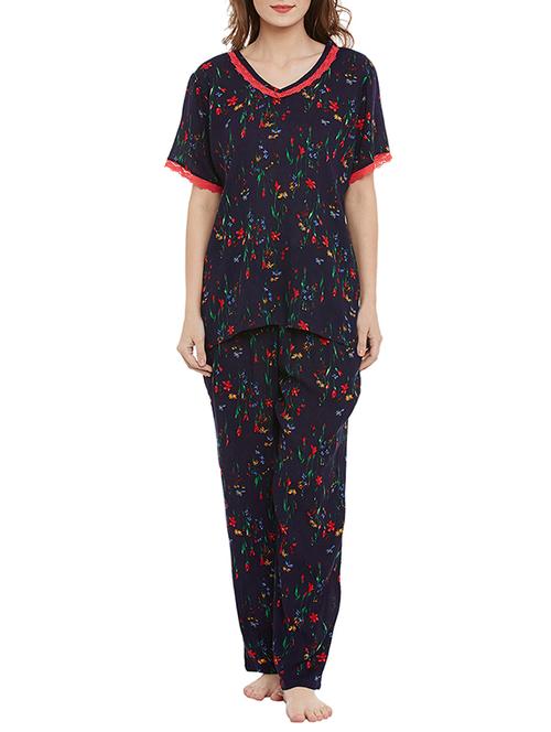 navy blue cotton pyjama nightwear set - 13678170 - Very Small Image - 1