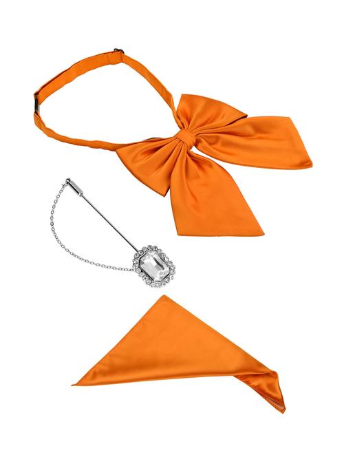 orange bow tie, pocket square and a lapel pin - 13680375 - Very Small Image - 1