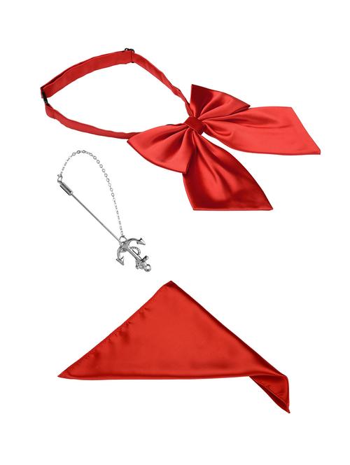 red bow tie, pocket square and a lapel pin - 13680376 - Very Small Image - 1