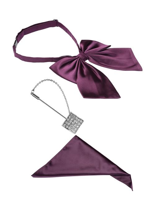 purple bow tie, pocket square and a lapel pin - 13680377 - Very Small Image - 1