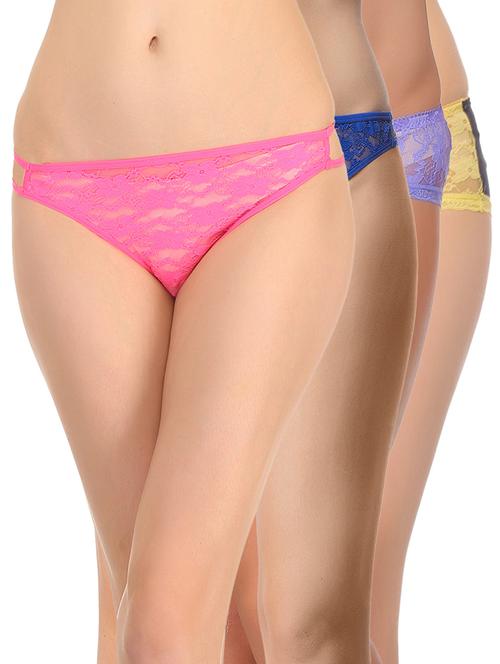set of 4 multi colored lace bikini panty - 13683214 - Very Small Image - 1