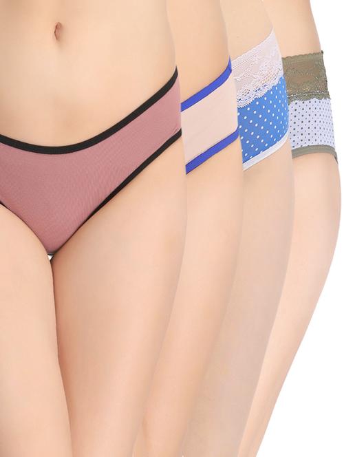 set of 4 multi colored cotton bikini panties - 13683218 - Very Small Image - 1