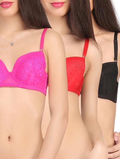 set of 3 multicolored lace bras - 13683279 - Very Small Image - 1