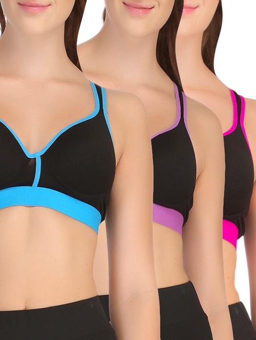 set of 3 multicolored cotton bras - 13683280 - Very Small Image - 1