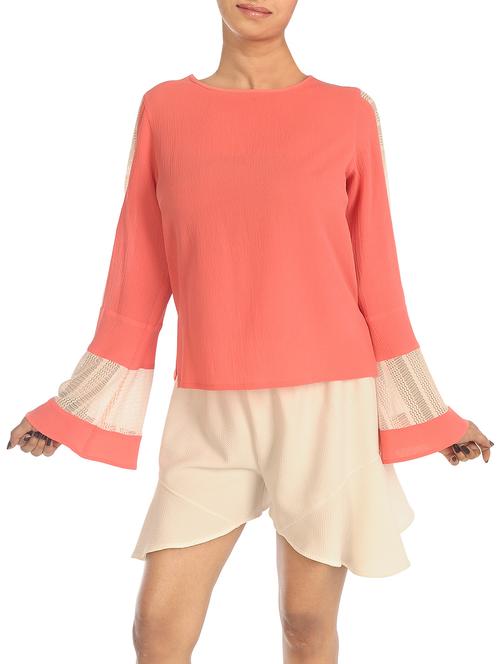 orange poly crepe regular top - 13684739 - Very Small Image - 1