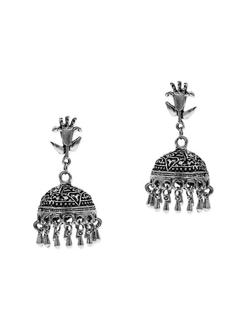 zerokaata german silver ethnic tribal cut jhumki earrings - 13685347 - Very Small Image - 1