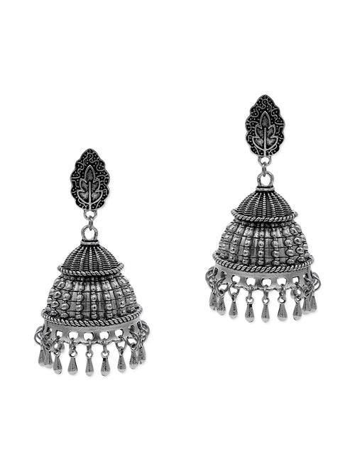 zerokaata german silver stylish jhumki earrings - 13685350 - Very Small Image - 1