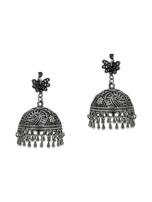 zerokaata german silver traditional design chandelier jhumki earrings - 13685354 - Very Small Image - 1
