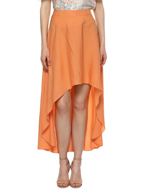 orange crepe high low skirt - 13685786 - Very Small Image - 1