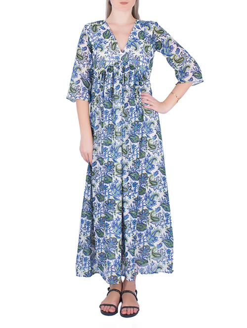 blue georgette maxi dress - 13685908 - Very Small Image - 1