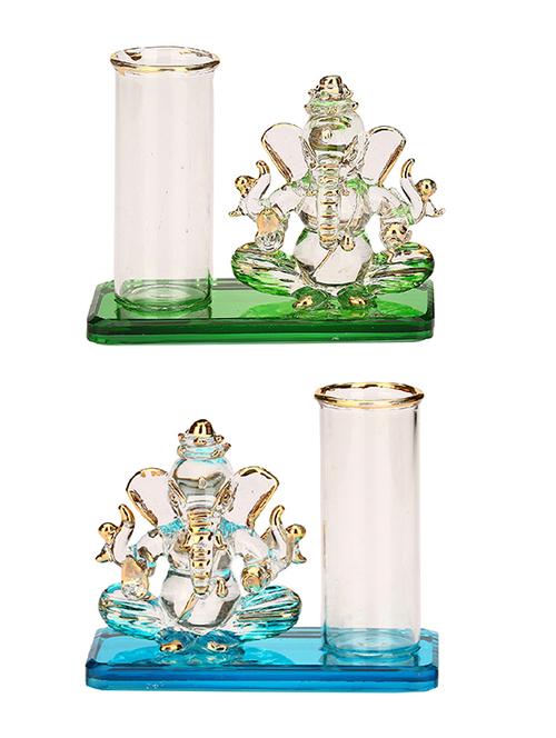 somil set of 2 ganesha idol with pen stand - 13686570 - Very Small Image - 1