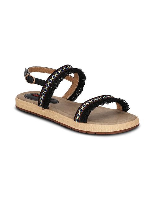 black faux leather back strap sandals - 13686733 - Very Small Image - 1