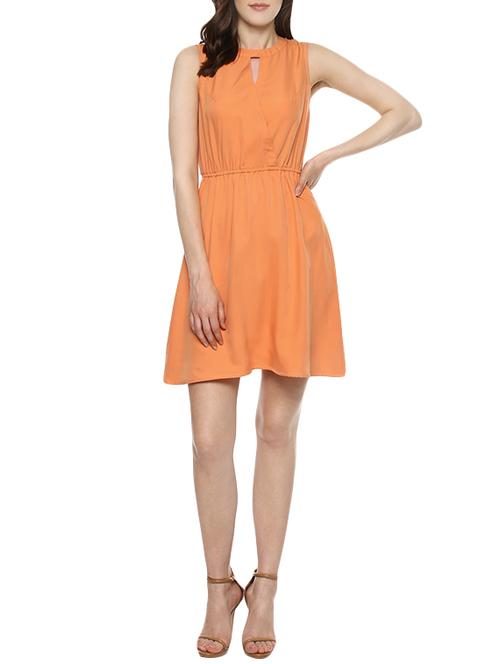 orange crepe blouson dress - 13687206 - Very Small Image - 1