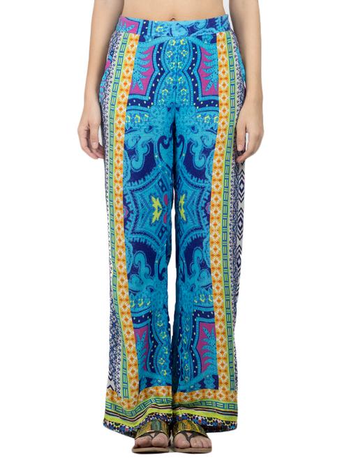 blue viscose palazzos - 13687239 - Very Small Image - 1