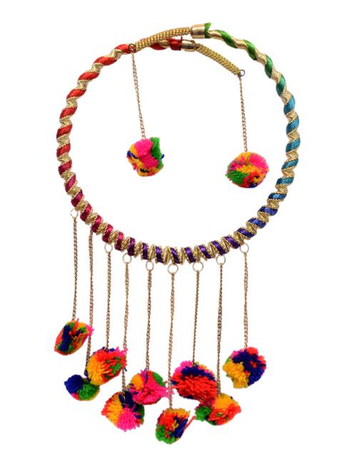 pom pom designer indo western necklace for girls - 13688311 - Very Small Image - 1
