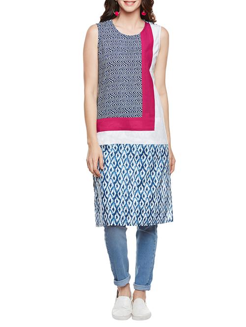 multi colored cotton printed straight kurta - 13689011 - Very Small Image - 1