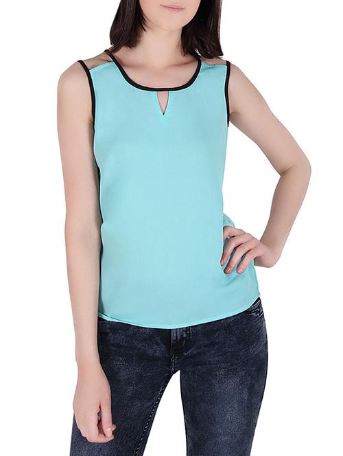 women's straight key hole neck top - 13689721 - Very Small Image - 1