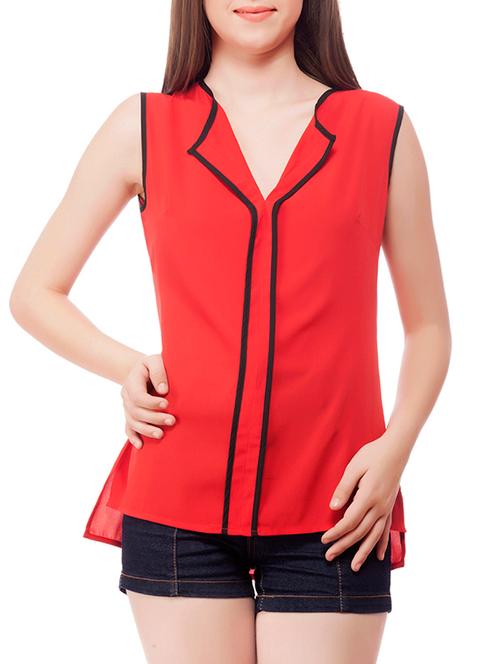 women's high-low v neck top - 13689733 - Very Small Image - 1