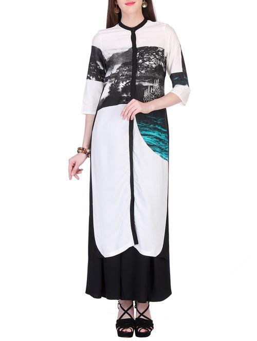 white rayon kurta - 13690026 - Very Small Image - 1