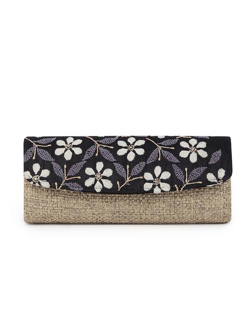 black embroidered jute clutch - 13690541 - Very Small Image - 1