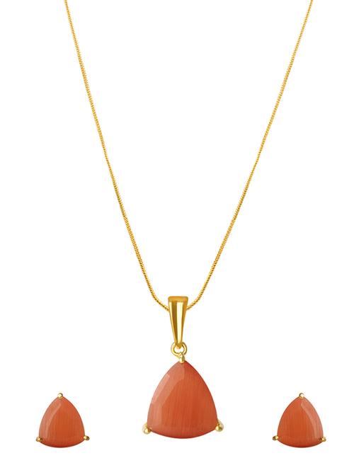 orange metal pendants and earring - 13691785 - Very Small Image - 1