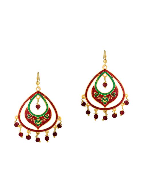 multi colored metal meenakari earrings - 13693814 - Very Small Image - 1