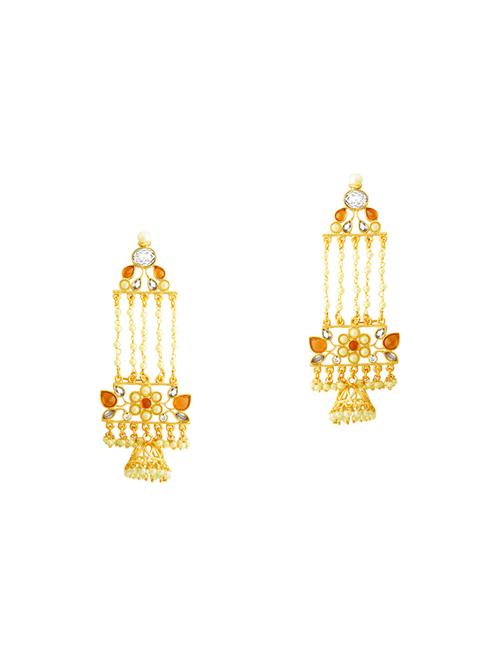 orange brass chandelier earrings - 13694040 - Very Small Image - 1