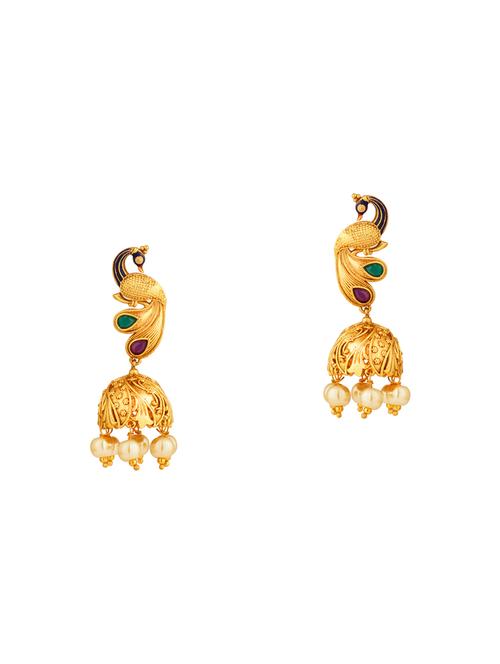 multi colored brass jhumka earrings - 13694100 - Very Small Image - 1