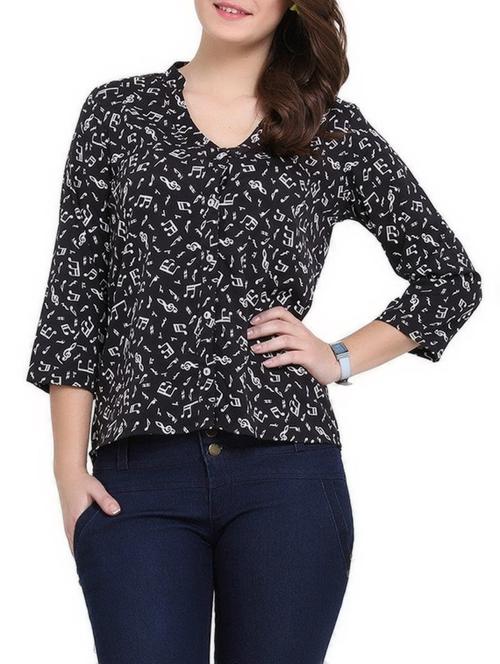 black poly crepe high low top - 13694420 - Very Small Image - 1