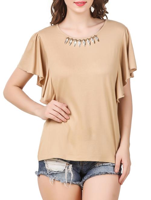 beige viscose regular top - 13695938 - Very Small Image - 1