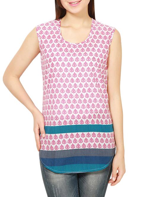 round neck printed sleeveless top - 13696140 - Very Small Image - 1