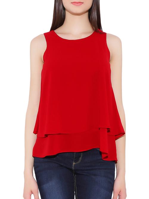 maroon chiffon layered top - 13698857 - Very Small Image - 1