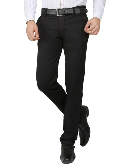 black cotton flat front trousers - 13701469 - Very Small Image - 1